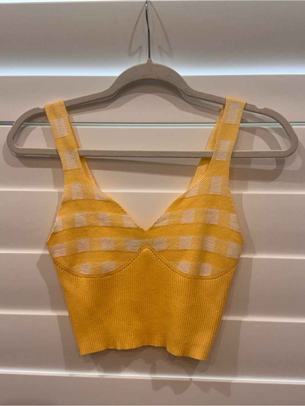 Missguided Yellow Gingham Knit Crop Bralette